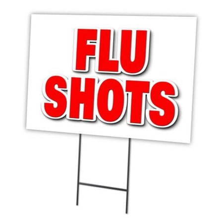 SIGNMISSION Flu Shots Yard Sign & Stake outdoor plastic coroplast window, C-1216 Flu Shots C-1216 Flu Shots